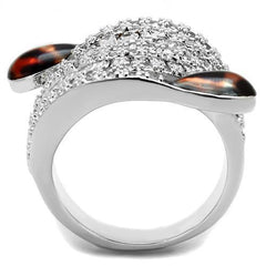 Alamode Rhodium Brass Ring with AAA Grade CZ in Clear - Flyclothing LLC