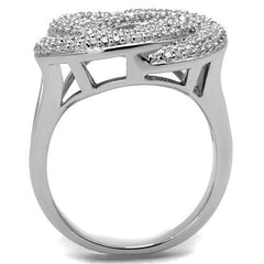 Alamode Rhodium Brass Ring with AAA Grade CZ in Clear - Flyclothing LLC