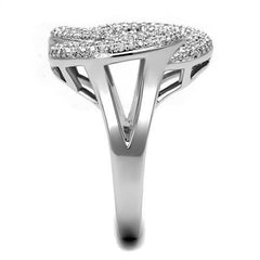 Alamode Rhodium Brass Ring with AAA Grade CZ in Clear - Flyclothing LLC