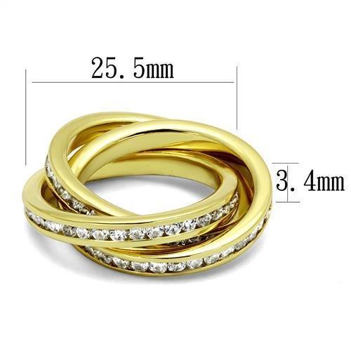 Alamode Gold Brass Ring with AAA Grade CZ in Clear - Flyclothing LLC