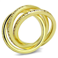 Alamode Gold Brass Ring with AAA Grade CZ in Clear - Flyclothing LLC