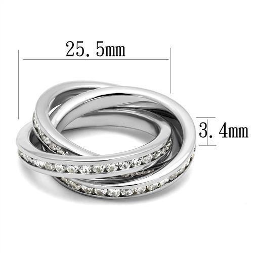 Alamode Rhodium Brass Ring with AAA Grade CZ in Clear - Flyclothing LLC