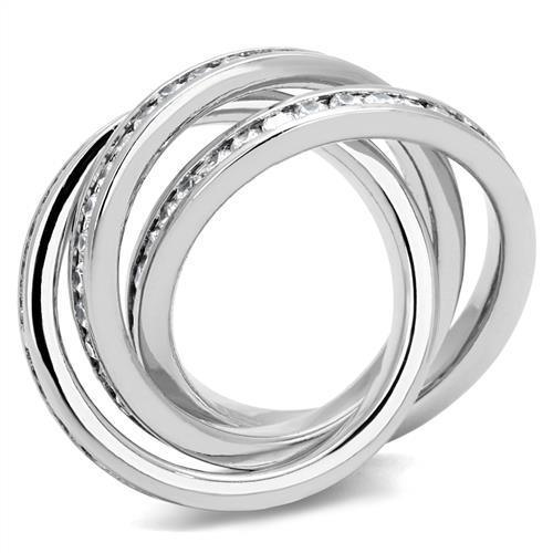 Alamode Rhodium Brass Ring with AAA Grade CZ in Clear - Flyclothing LLC