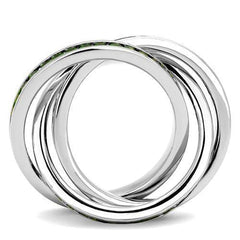 Alamode Rhodium Brass Ring with Synthetic Synthetic Glass in Emerald - Alamode