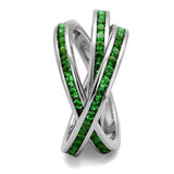 Alamode Rhodium Brass Ring with Synthetic Synthetic Glass in Emerald - Alamode