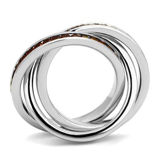 Alamode Rhodium Brass Ring with Synthetic Synthetic Glass in Siam - Alamode