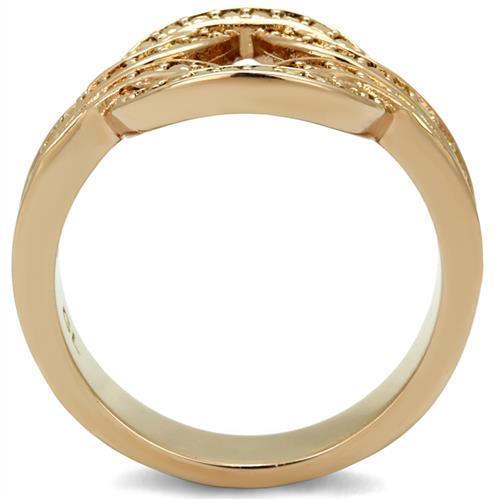 Alamode IP Rose Gold(Ion Plating) Brass Ring with AAA Grade CZ in Metallic Light Gold - Flyclothing LLC