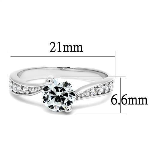 Alamode Rhodium Brass Ring with AAA Grade CZ in Clear - Alamode