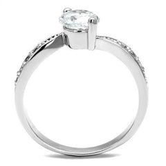 Alamode Rhodium Brass Ring with AAA Grade CZ in Clear - Alamode