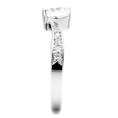 Alamode Rhodium Brass Ring with AAA Grade CZ in Clear - Flyclothing LLC