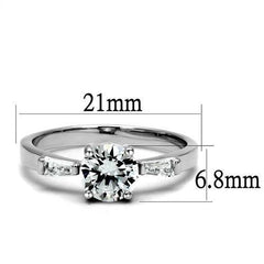 Alamode Rhodium Brass Ring with AAA Grade CZ in Clear - Flyclothing LLC