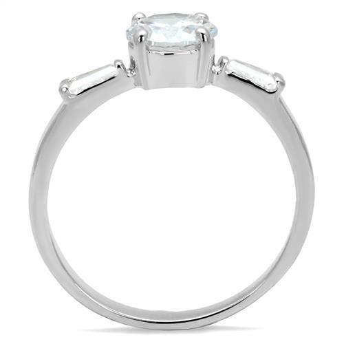 Alamode Rhodium Brass Ring with AAA Grade CZ in Clear - Flyclothing LLC