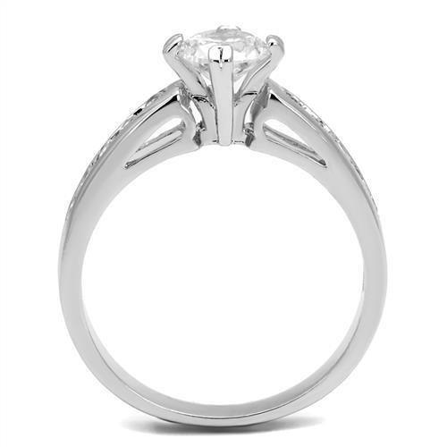 Alamode Rhodium Brass Ring with AAA Grade CZ in Clear - Flyclothing LLC