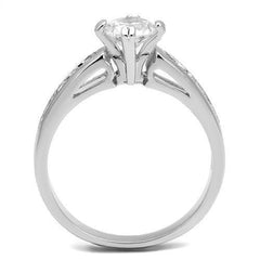 Alamode Rhodium Brass Ring with AAA Grade CZ in Clear - Flyclothing LLC