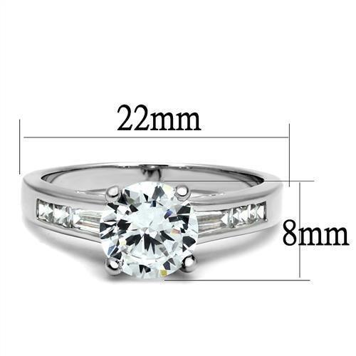 Alamode Rhodium Brass Ring with AAA Grade CZ in Clear - Flyclothing LLC