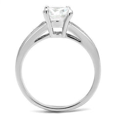 Alamode Rhodium Brass Ring with AAA Grade CZ in Clear - Flyclothing LLC