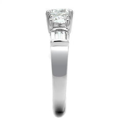 Alamode Rhodium Brass Ring with AAA Grade CZ in Clear - Flyclothing LLC