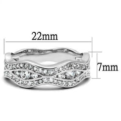 Alamode Rhodium Brass Ring with AAA Grade CZ in Clear - Flyclothing LLC