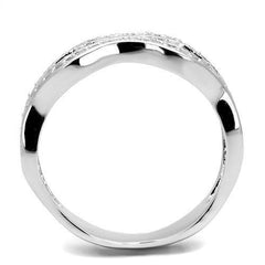 Alamode Rhodium Brass Ring with AAA Grade CZ in Clear - Flyclothing LLC