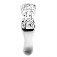 Alamode Rhodium Brass Ring with AAA Grade CZ in Clear - Flyclothing LLC