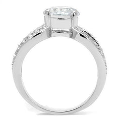 Alamode Rhodium Brass Ring with AAA Grade CZ in Clear - Flyclothing LLC