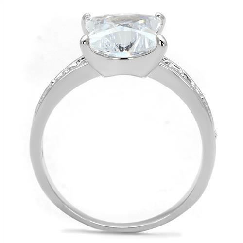 Alamode Rhodium Brass Ring with AAA Grade CZ in Clear - Flyclothing LLC