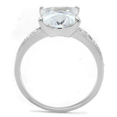 Alamode Rhodium Brass Ring with AAA Grade CZ in Clear - Flyclothing LLC