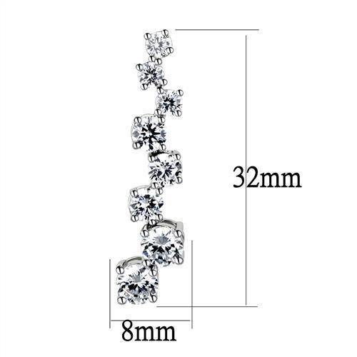 Alamode Rhodium Brass Earrings with AAA Grade CZ in Clear - Flyclothing LLC