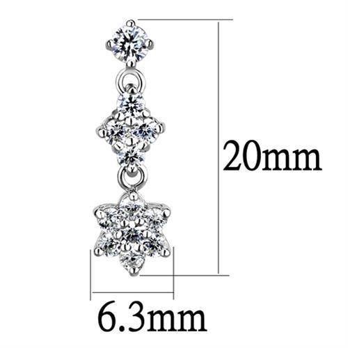 Alamode Rhodium Brass Earrings with AAA Grade CZ in Clear - Flyclothing LLC