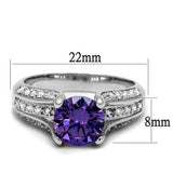 Alamode Rhodium Brass Ring with AAA Grade CZ in Amethyst - Flyclothing LLC