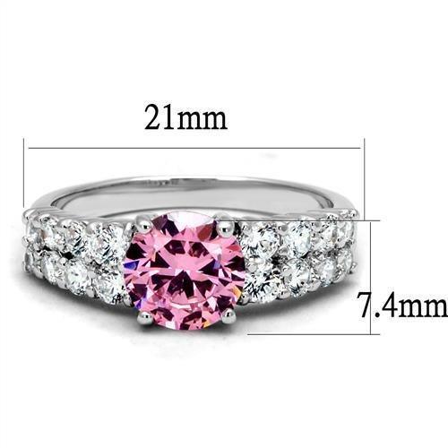 Alamode Rhodium Brass Ring with AAA Grade CZ in Rose - Flyclothing LLC