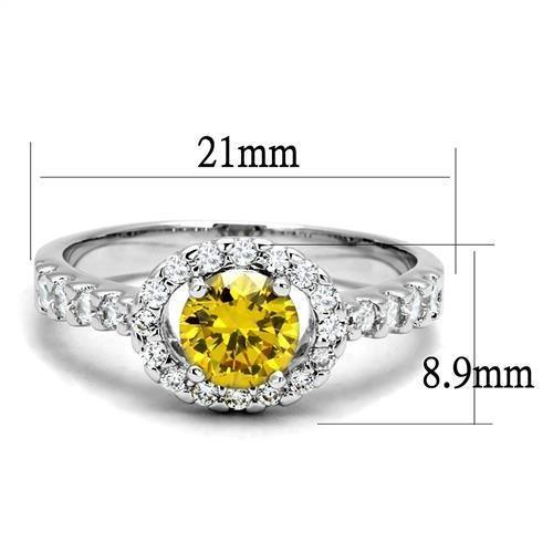 Alamode Rhodium Brass Ring with AAA Grade CZ in Topaz - Flyclothing LLC