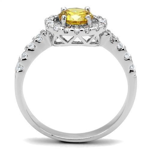 Alamode Rhodium Brass Ring with AAA Grade CZ in Topaz - Flyclothing LLC