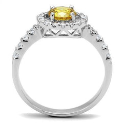 Alamode Rhodium Brass Ring with AAA Grade CZ in Topaz - Flyclothing LLC