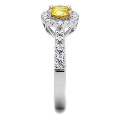 Alamode Rhodium Brass Ring with AAA Grade CZ in Topaz - Flyclothing LLC