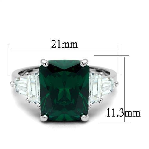 Alamode Rhodium Brass Ring with Synthetic Spinel in Emerald - Alamode