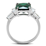 Alamode Rhodium Brass Ring with Synthetic Spinel in Emerald - Alamode