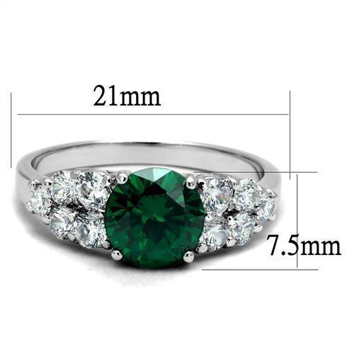 Alamode Rhodium Brass Ring with Synthetic Spinel in Emerald - Flyclothing LLC