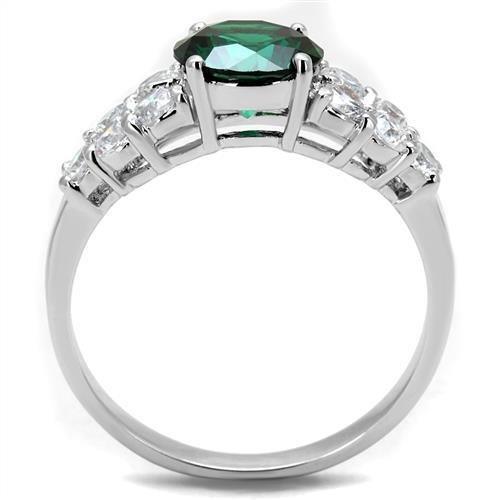 Alamode Rhodium Brass Ring with Synthetic Spinel in Emerald - Alamode