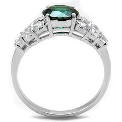 Alamode Rhodium Brass Ring with Synthetic Spinel in Emerald - Flyclothing LLC