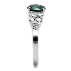 Alamode Rhodium Brass Ring with Synthetic Spinel in Emerald - Flyclothing LLC