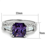 Alamode Rhodium Brass Ring with AAA Grade CZ in Amethyst - Flyclothing LLC