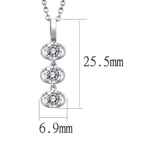 Alamode Rhodium 925 Sterling Silver Chain Pendant with AAA Grade CZ in Clear - Flyclothing LLC