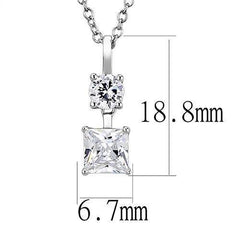 Alamode Rhodium 925 Sterling Silver Chain Pendant with AAA Grade CZ in Clear - Flyclothing LLC