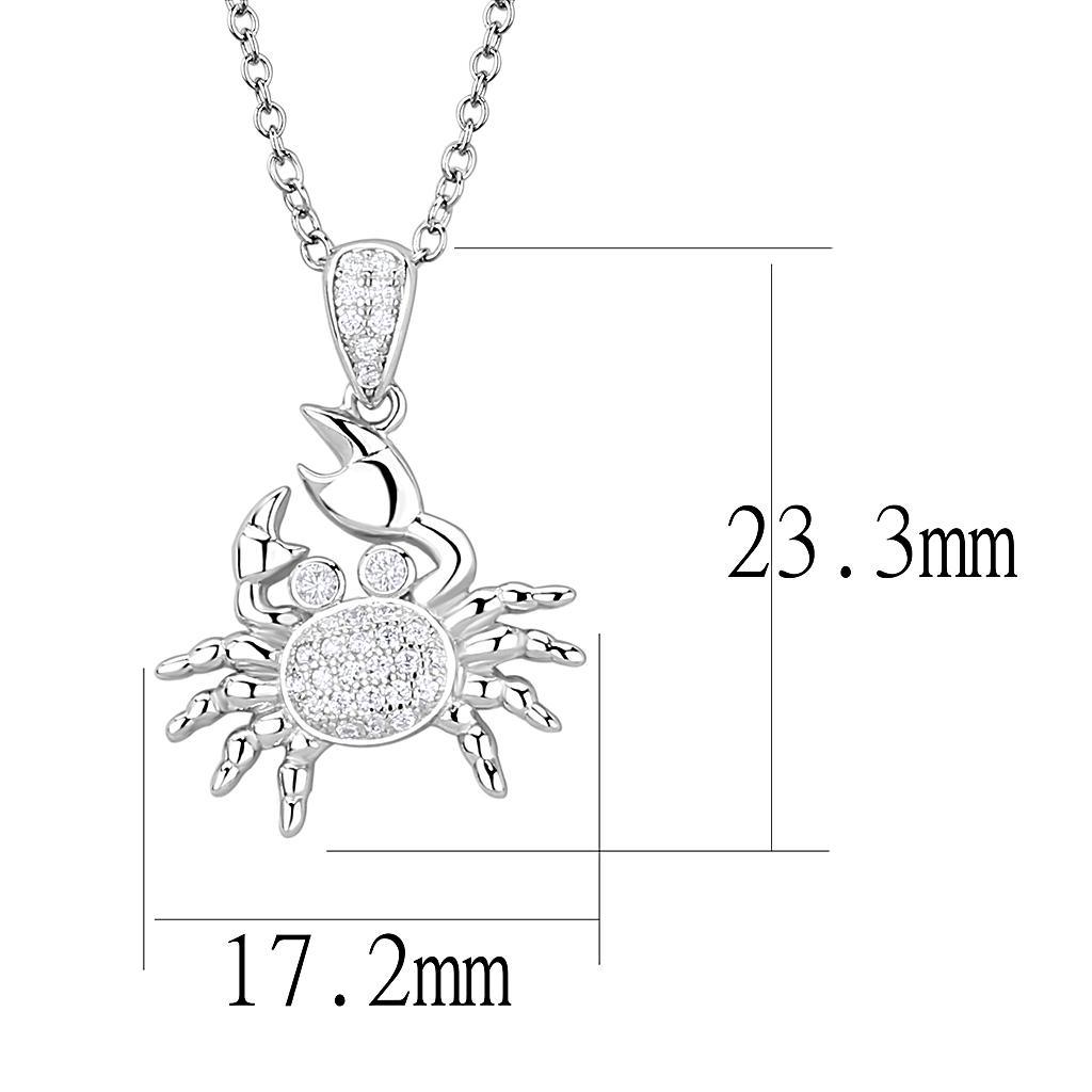 Alamode Rhodium 925 Sterling Silver Chain Pendant with AAA Grade CZ in Clear - Flyclothing LLC