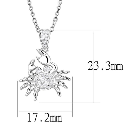 Alamode Rhodium 925 Sterling Silver Chain Pendant with AAA Grade CZ in Clear - Flyclothing LLC