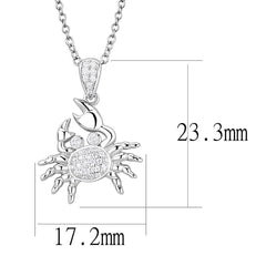 Alamode Rhodium 925 Sterling Silver Chain Pendant with AAA Grade CZ in Clear - Flyclothing LLC