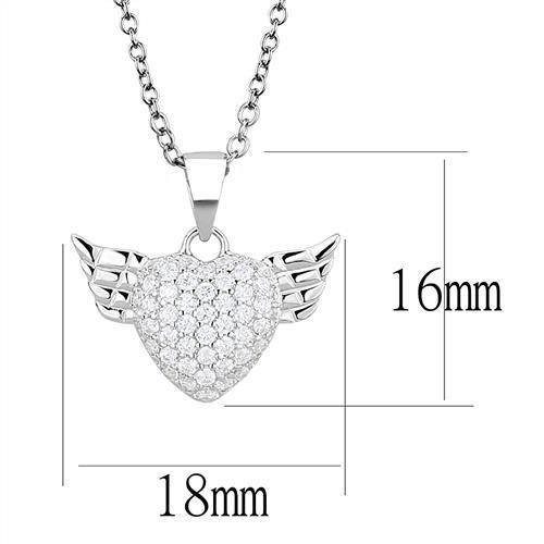 Alamode Rhodium 925 Sterling Silver Chain Pendant with AAA Grade CZ in Clear - Flyclothing LLC