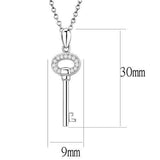 Alamode Rhodium 925 Sterling Silver Chain Pendant with AAA Grade CZ in Clear - Alamode