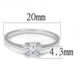 Alamode Rhodium 925 Sterling Silver Ring with AAA Grade CZ in Clear - Alamode